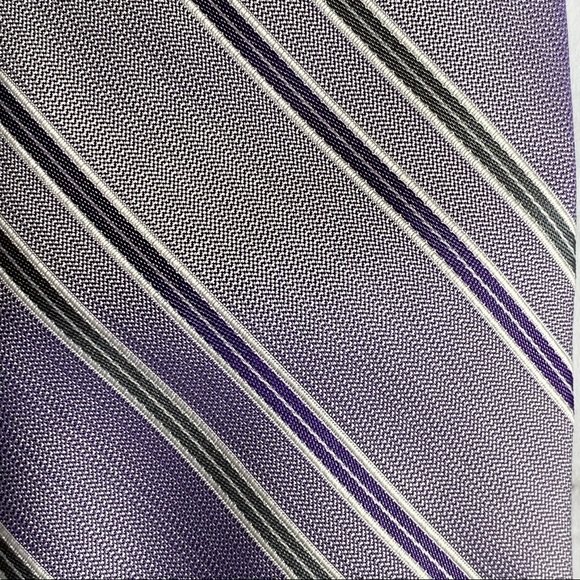 CALVIN KLEIN Men's Tie Stripe Silk Career Purple - Picture 2 of 5